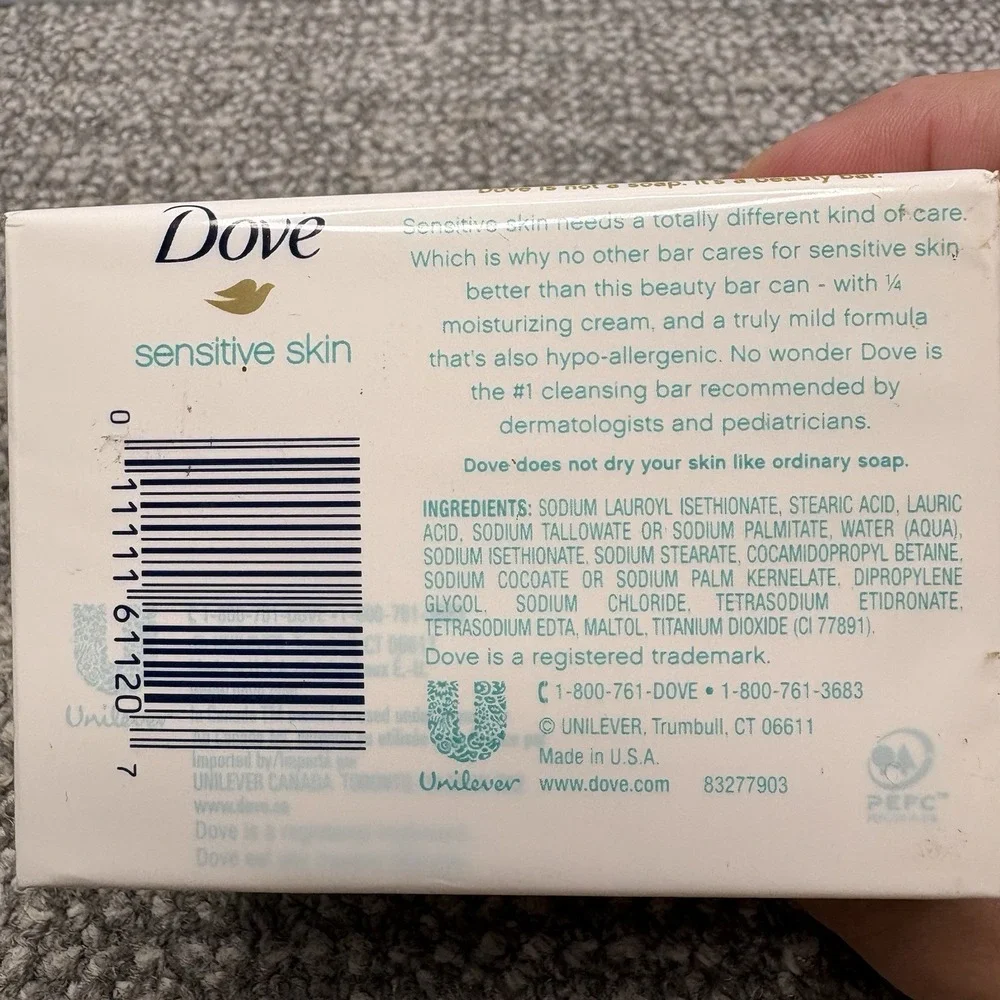 Dove Beauty Soap Bar Sensitive Skin Frag Free 3.75 Oz New Sealed DISC